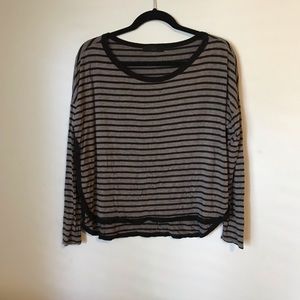 Gray & Black striped long sleeve w cut out sides